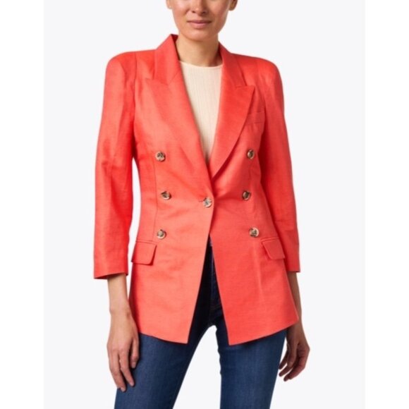 NWOT SMYTHE Coral Linen Silk suit Blazer Size 4